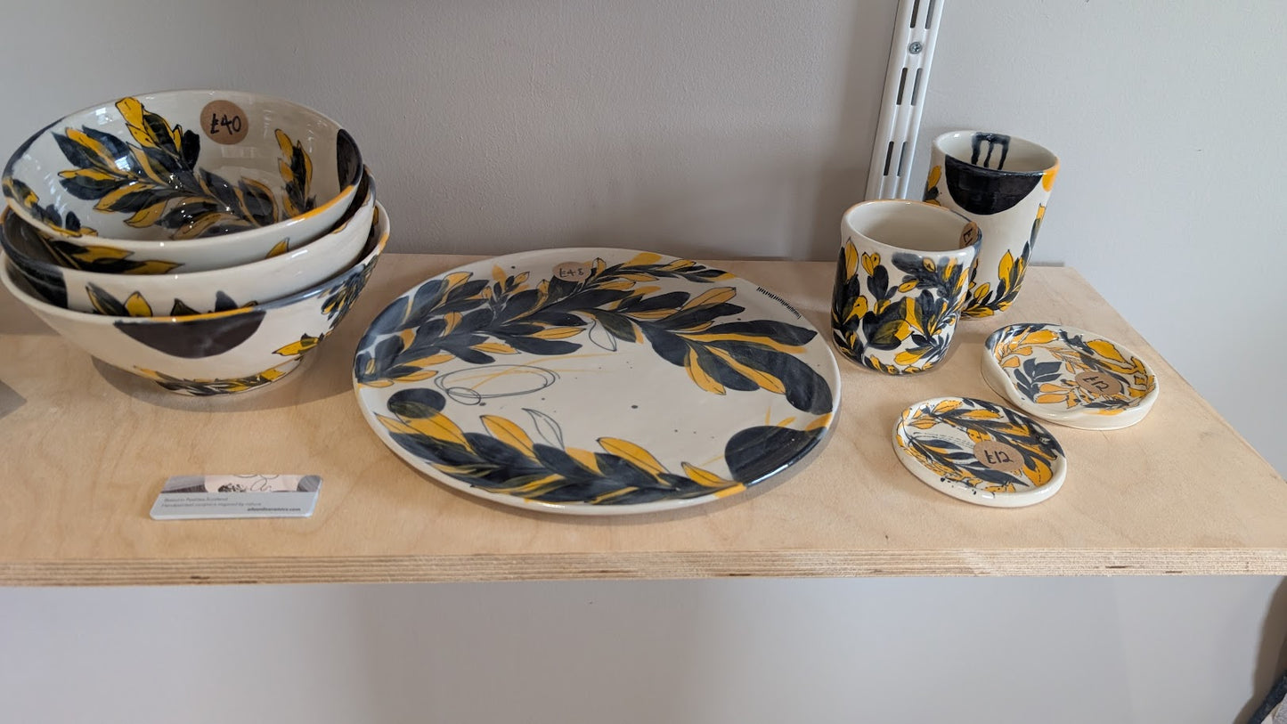 Autumnal Black and Orange dinnerware collection