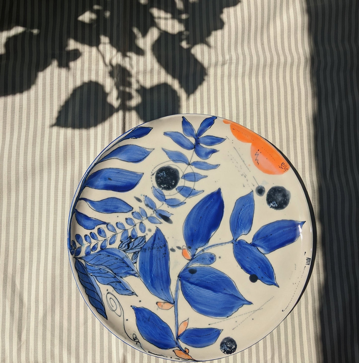 Large hand painted dinner plate