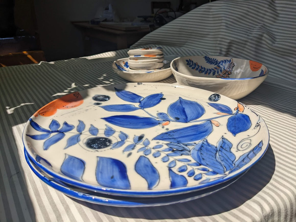 Large hand painted dinner plate