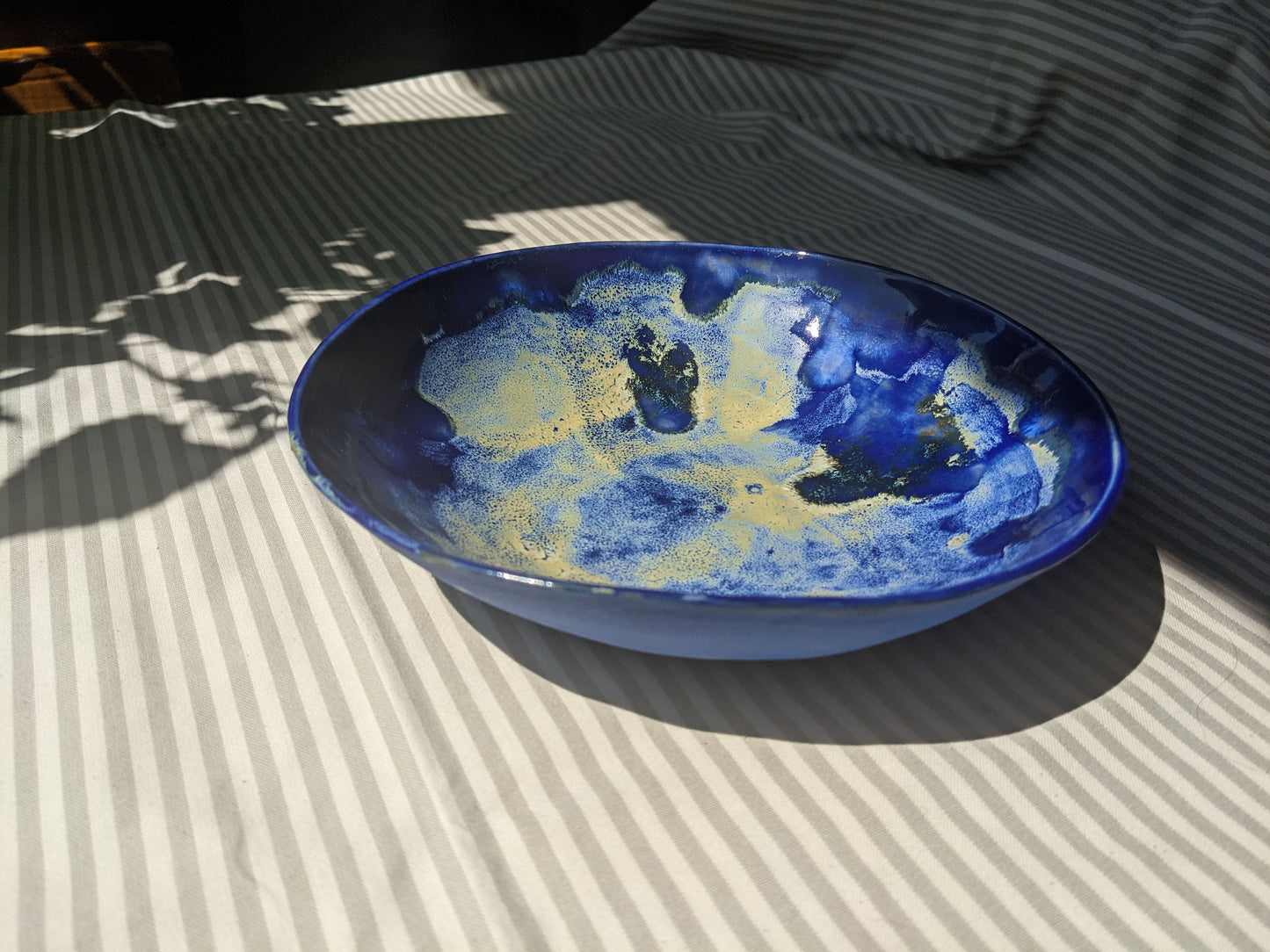 Monet style - blue midnight sky shallow bowl