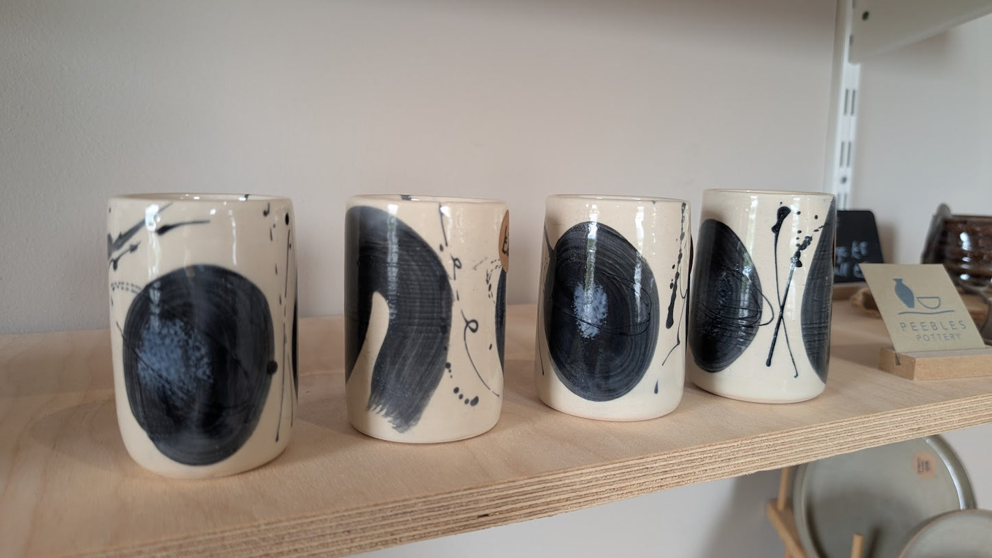 Maker's mark cylinder cup - Black brush stroke