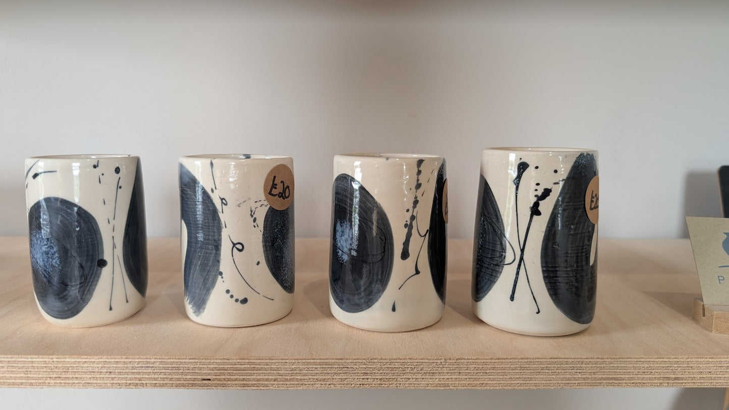Maker's mark cylinder cup - Black brush stroke