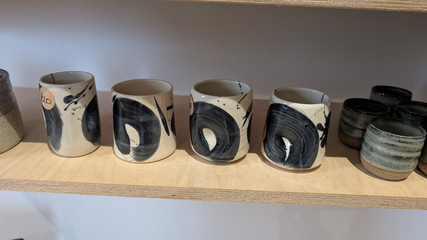 Maker's mark cylinder cup - Black brush stroke