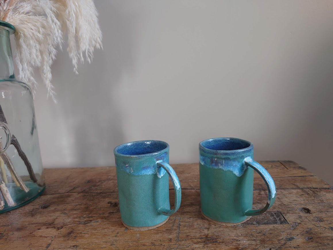 Turquoise ceramic mugs