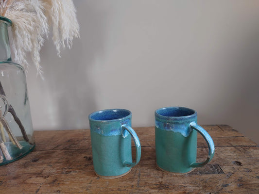 Turquoise ceramic mugs