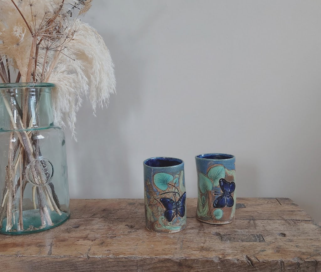 Handpainted ceramic tumblers