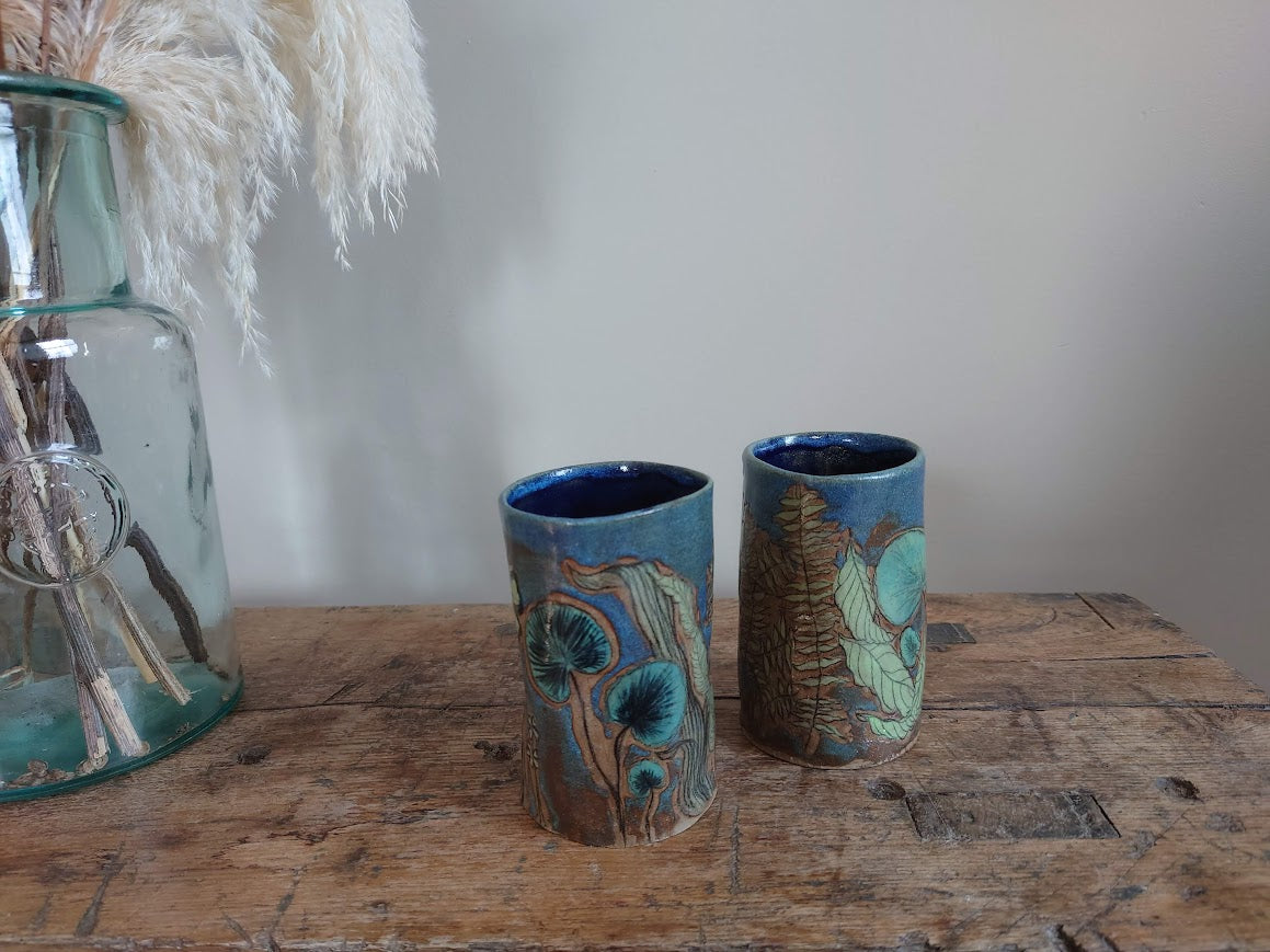 Handpainted ceramic tumblers