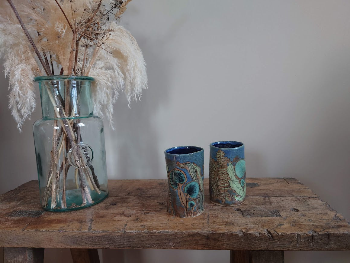 Handpainted ceramic tumblers